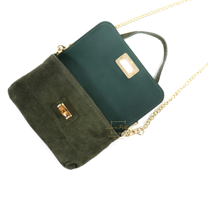 Small Suede Timeless Chic Italian Suede Clutch/Shoulder/Crossbody Bag