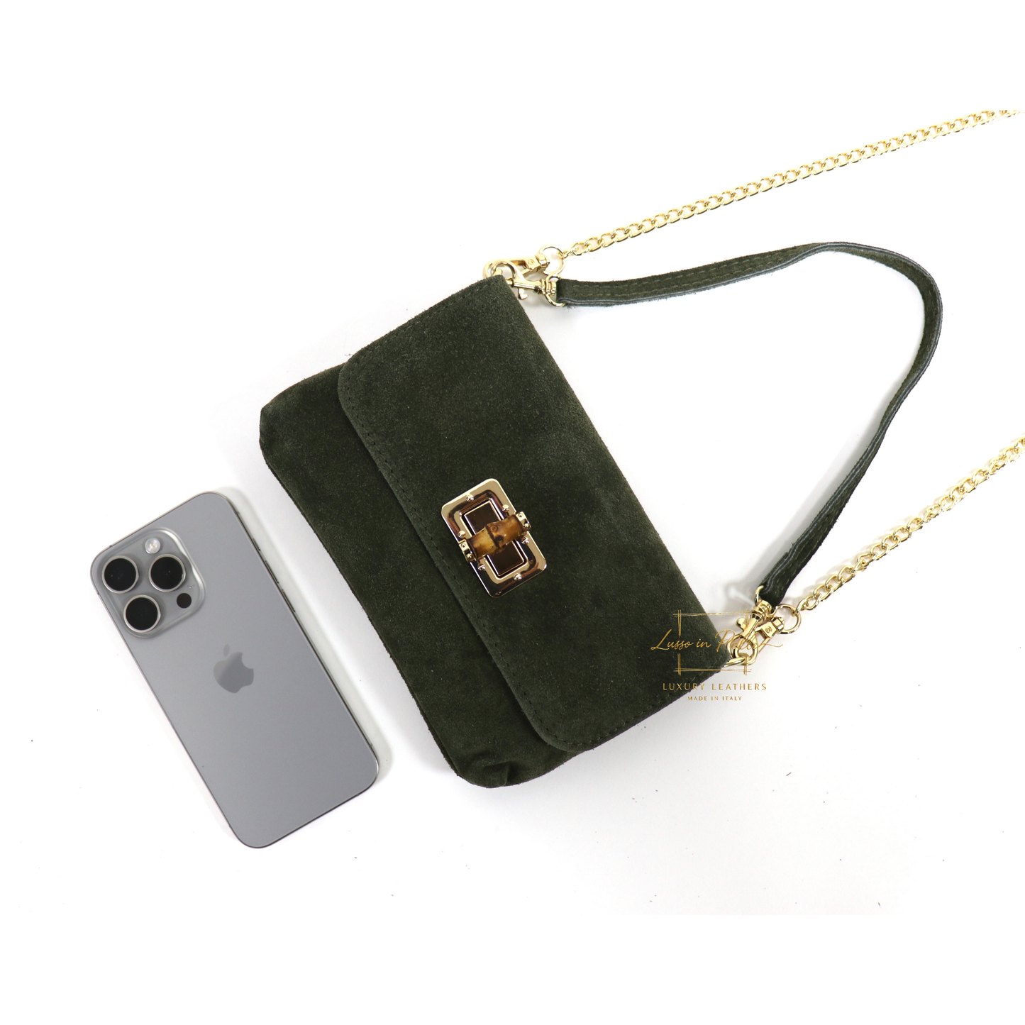 Small Suede Timeless Chic Italian Suede Clutch/Shoulder/Crossbody Bag