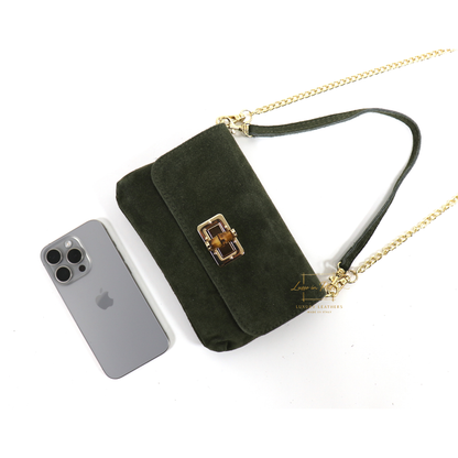 Small Suede Timeless Chic Italian Suede Clutch/Shoulder/Crossbody Bag