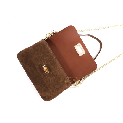 Small Suede Timeless Chic Italian Suede Clutch/Shoulder/Crossbody Bag
