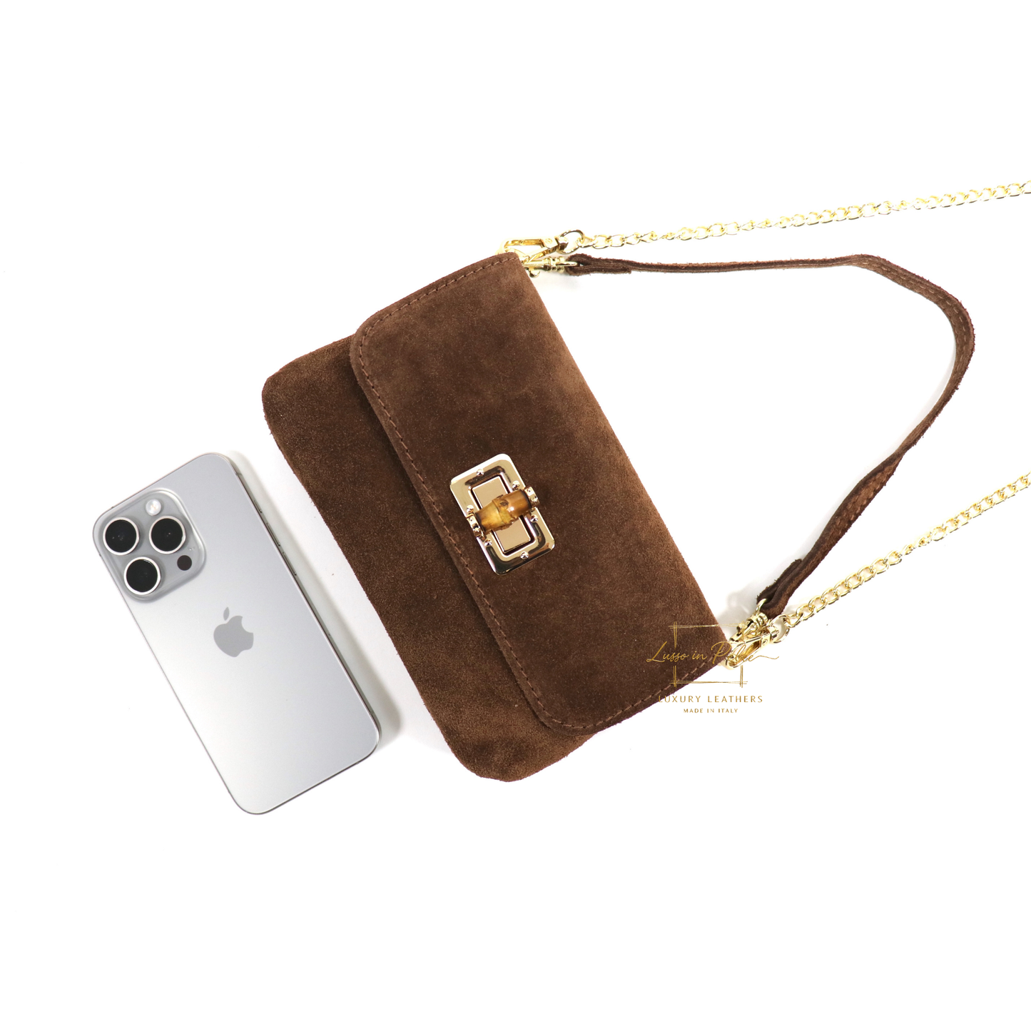 Small Suede Timeless Chic Italian Suede Clutch/Shoulder/Crossbody Bag