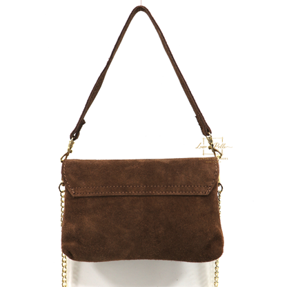 Small Suede Timeless Chic Italian Suede Clutch/Shoulder/Crossbody Bag