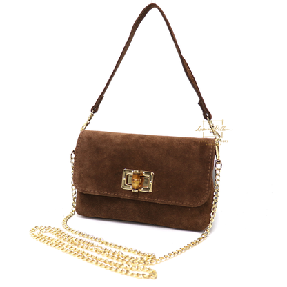 Small Suede Timeless Chic Italian Suede Clutch/Shoulder/Crossbody Bag