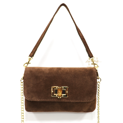 Small Suede Timeless Chic Italian Suede Clutch/Shoulder/Crossbody Bag