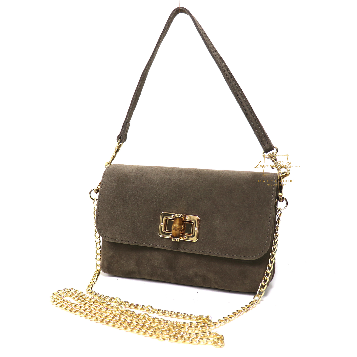 Small Suede Timeless Chic Italian Suede Clutch/Shoulder/Crossbody Bag