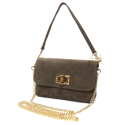 Small Suede Timeless Chic Italian Suede Clutch/Shoulder/Crossbody Bag