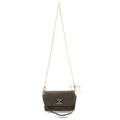 Small Suede Timeless Chic Italian Suede Clutch/Shoulder/Crossbody Bag