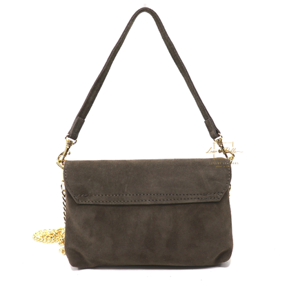 Small Suede Timeless Chic Italian Suede Clutch/Shoulder/Crossbody Bag
