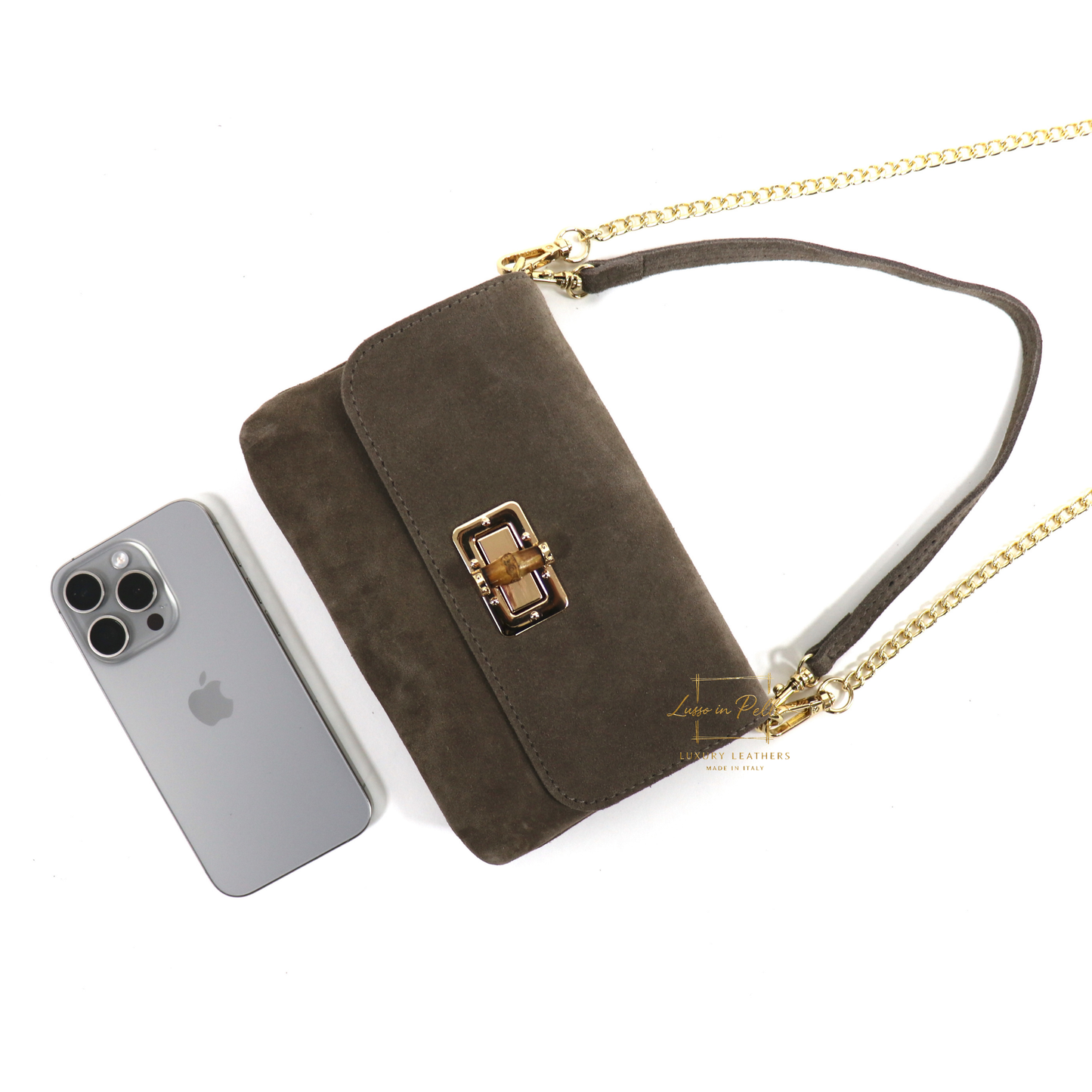 Small Suede Timeless Chic Italian Suede Clutch/Shoulder/Crossbody Bag