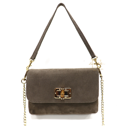 Small Suede Timeless Chic Italian Suede Clutch/Shoulder/Crossbody Bag
