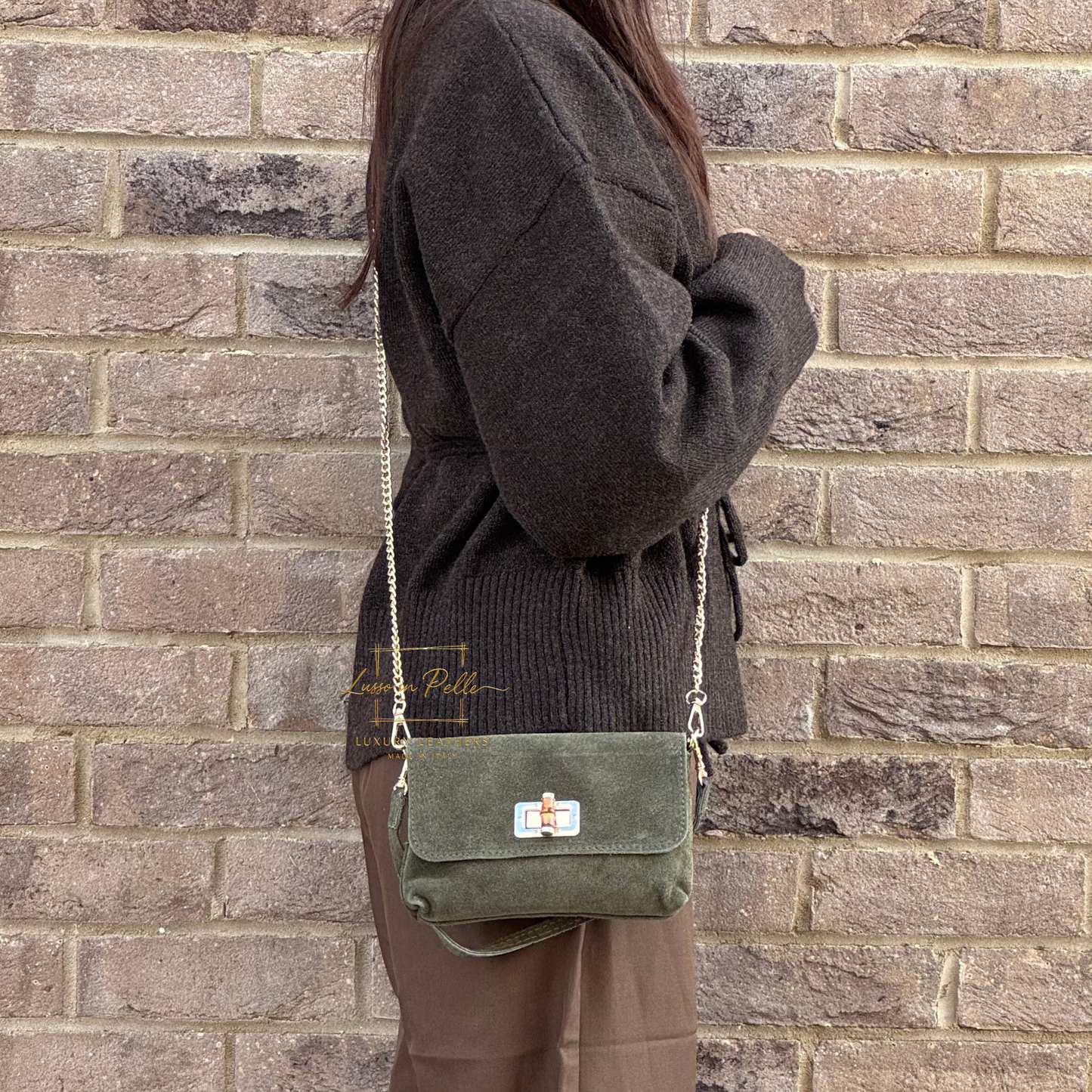 Small Suede Timeless Chic Italian Suede Clutch/Shoulder/Crossbody Bag