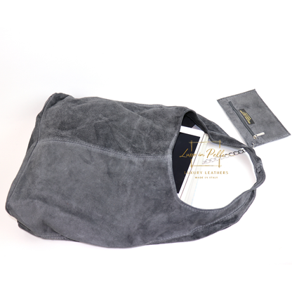 Cali Genuine Suede Hobo Slouchy Shoulder Bag