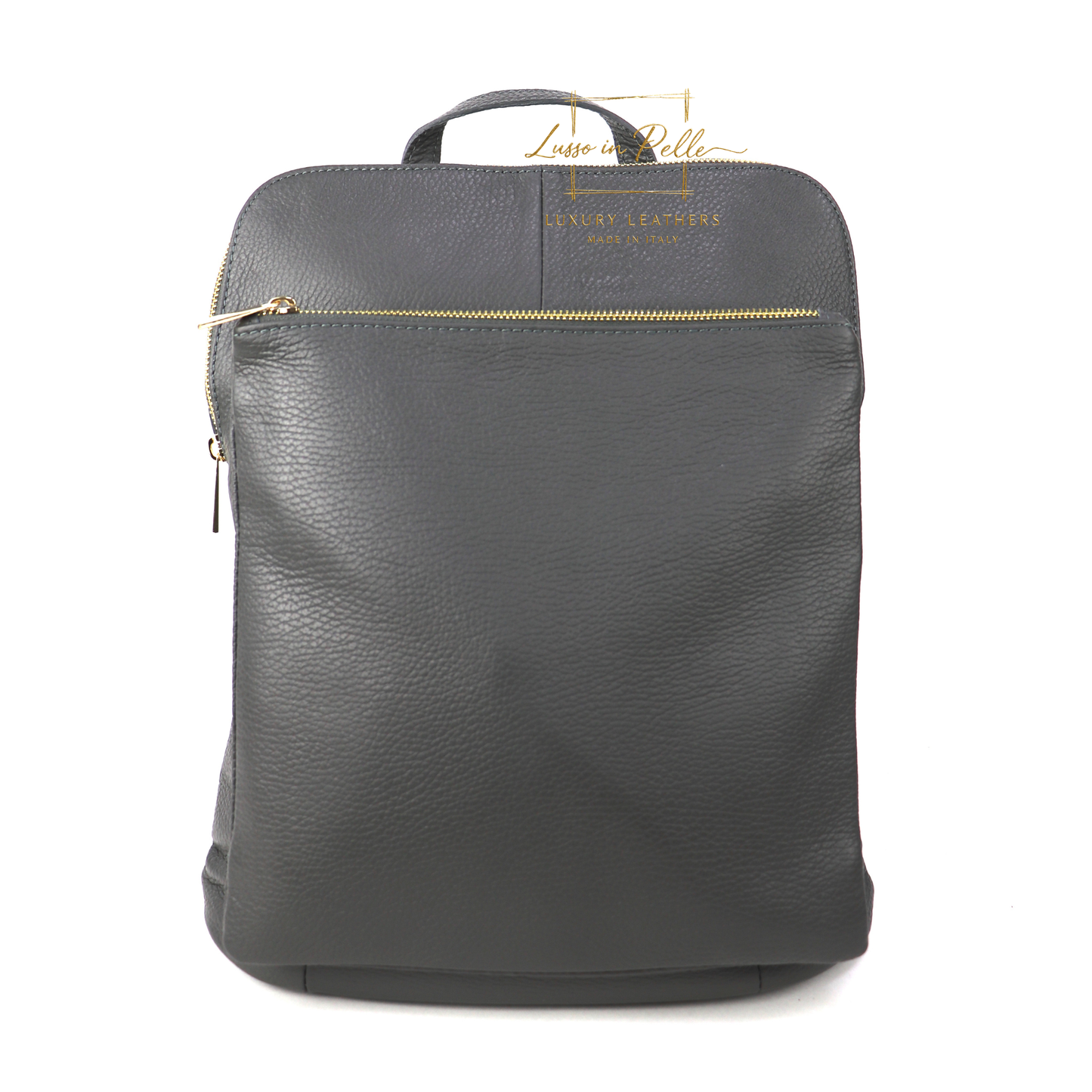 Large Versatile Italian Pebbled Leather Backpack