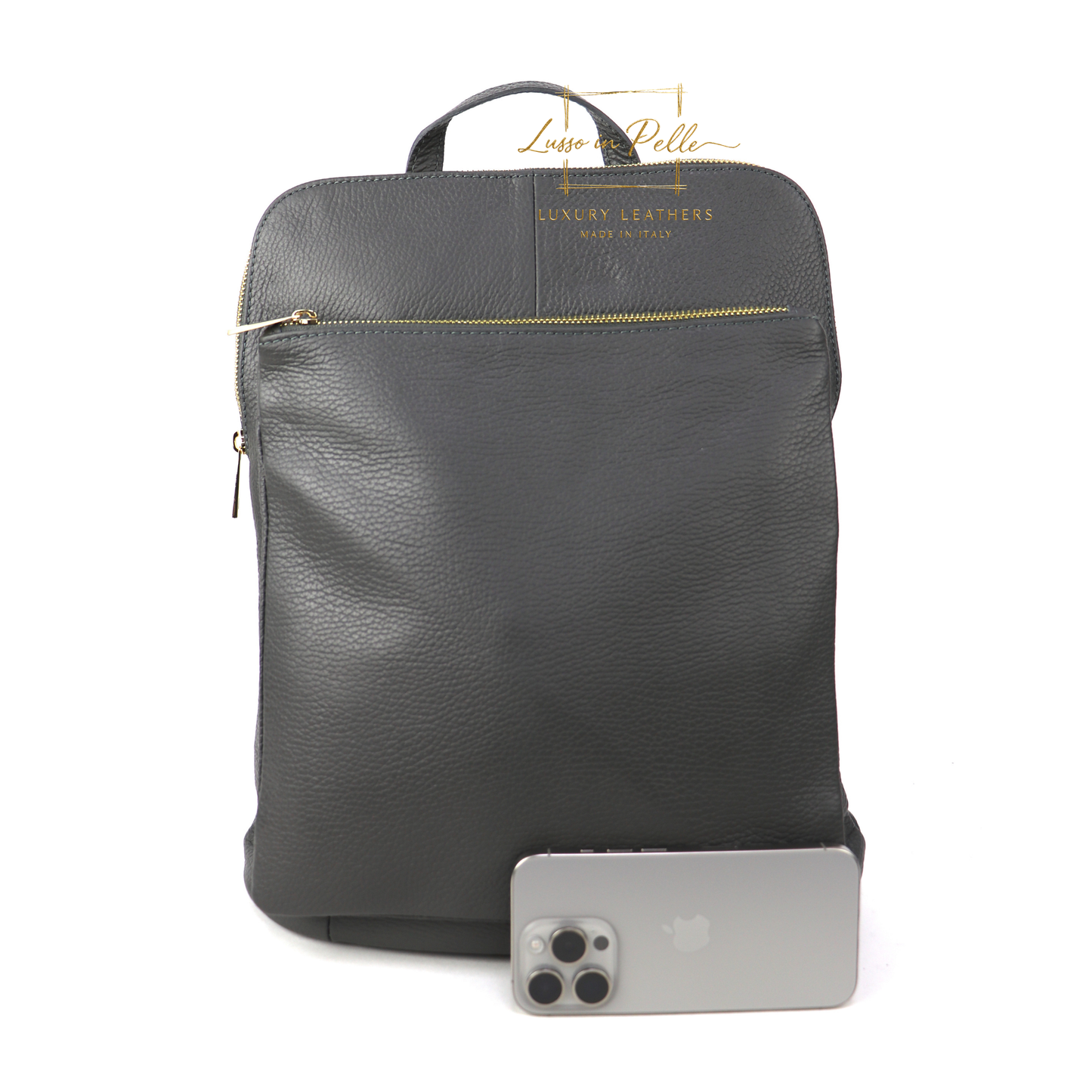 Large Versatile Italian Pebbled Leather Backpack & Crossbody Bag
