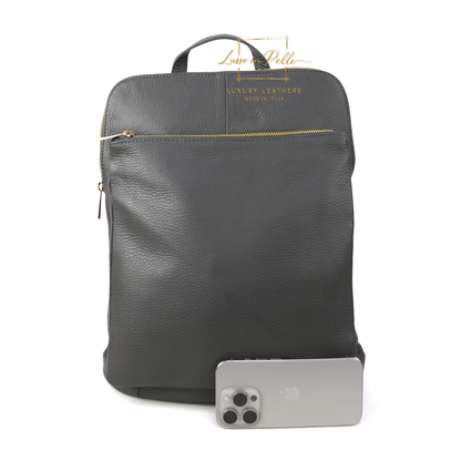 Large Versatile Italian Pebbled Leather Backpack & Crossbody Bag