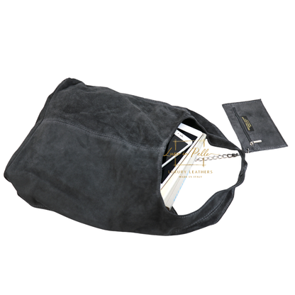 Cali Genuine Suede Hobo Slouchy Shoulder Bag