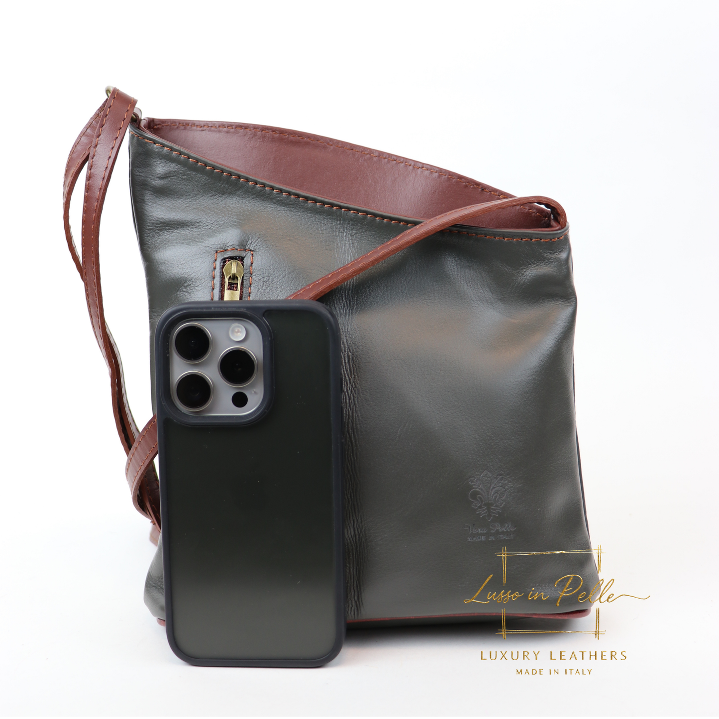 Genuine Soft Italian Leather Crossbody Messenger Handbag