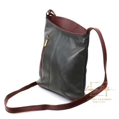 Genuine Soft Italian Leather Crossbody Messenger Handbag