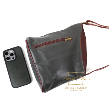 Genuine Soft Italian Leather Crossbody Messenger Handbag
