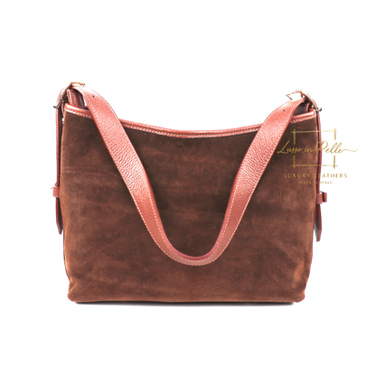 Medium Suede Handbag with Adjustable Leather Straps