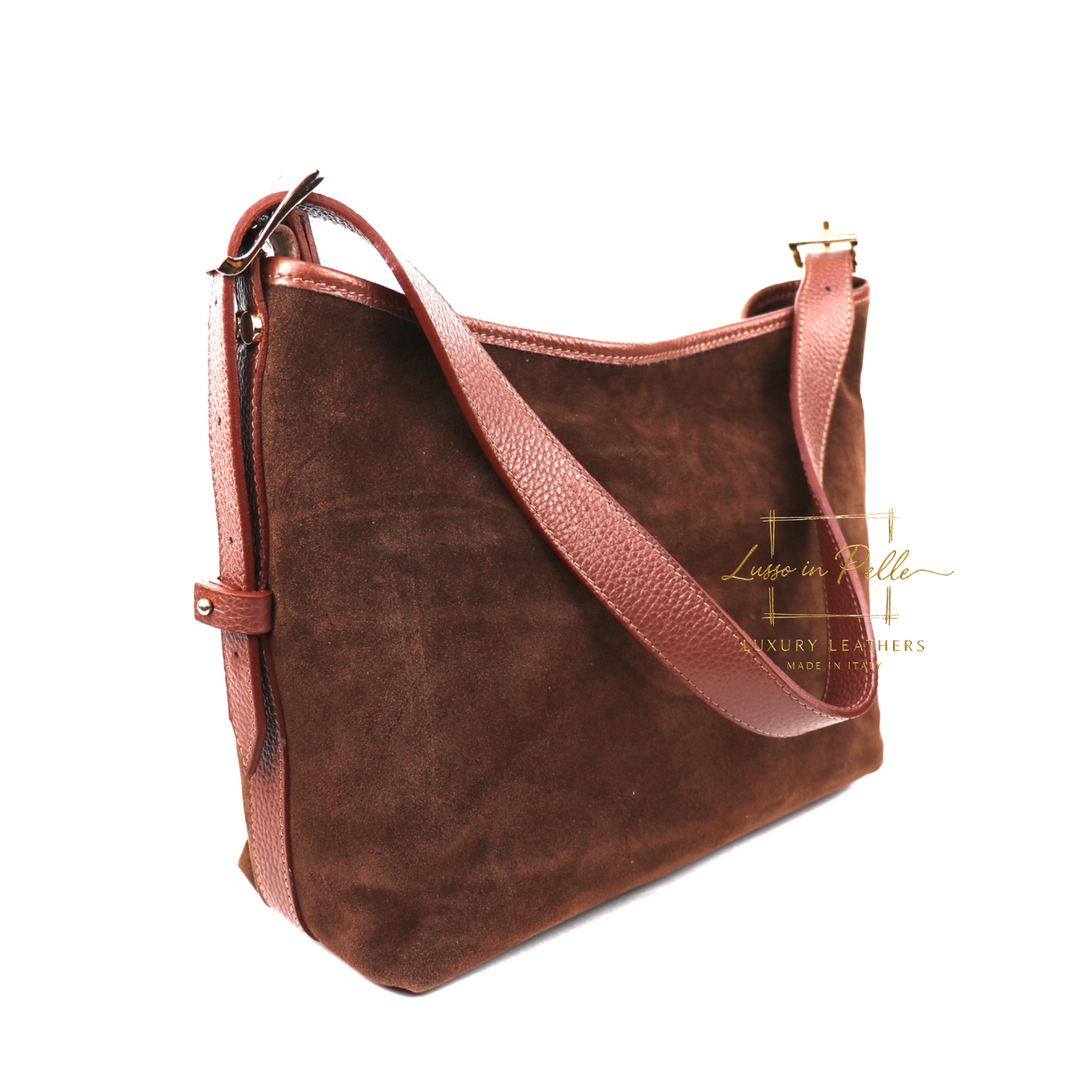 Medium Suede Handbag with Adjustable Leather Straps