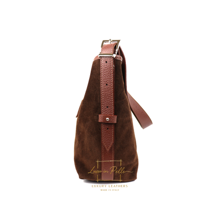 Medium Suede Handbag with Adjustable Leather Straps