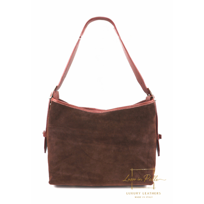 Medium Suede Handbag with Adjustable Leather Straps