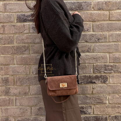 Small Suede Timeless Chic Italian Suede Clutch/Shoulder/Crossbody Bag