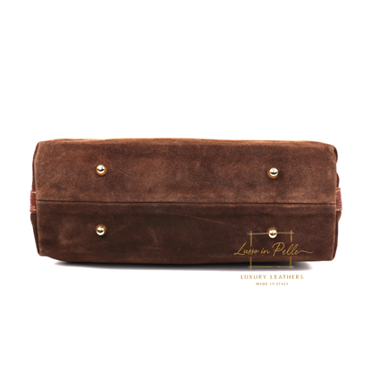 Medium Suede Handbag with Adjustable Leather Straps