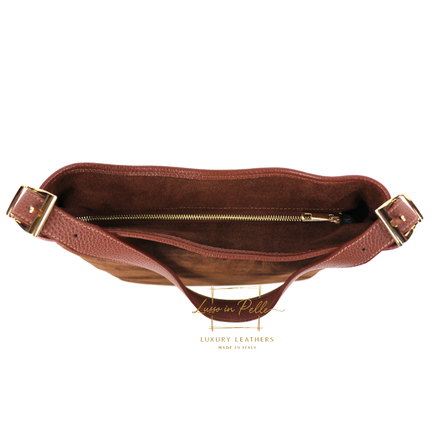 Medium Suede Handbag with Adjustable Leather Straps