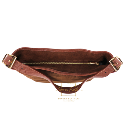 Medium Suede Handbag with Adjustable Leather Straps