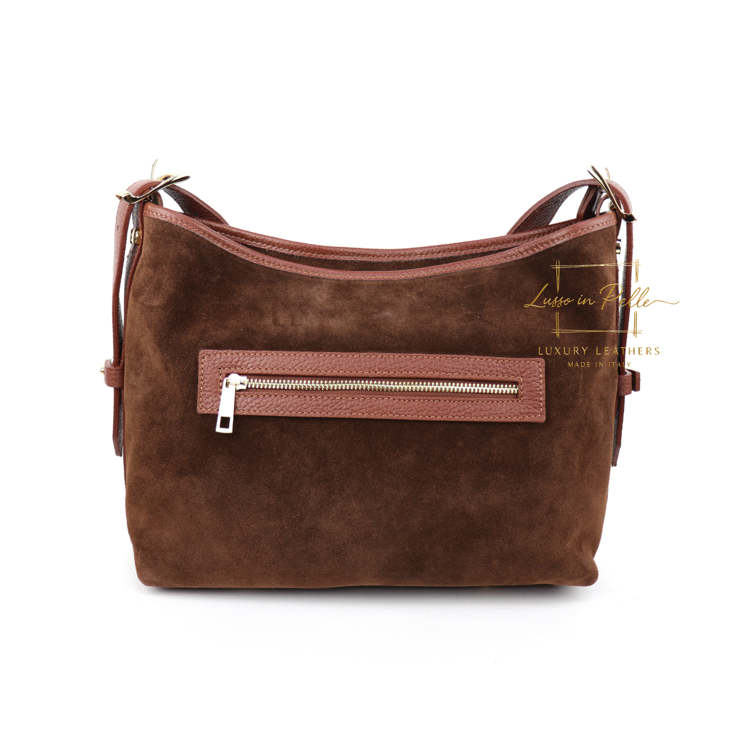 Medium Suede Handbag with Adjustable Leather Straps