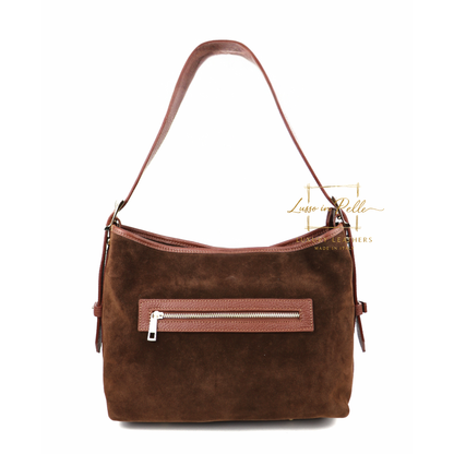 Medium Suede Handbag with Adjustable Leather Straps