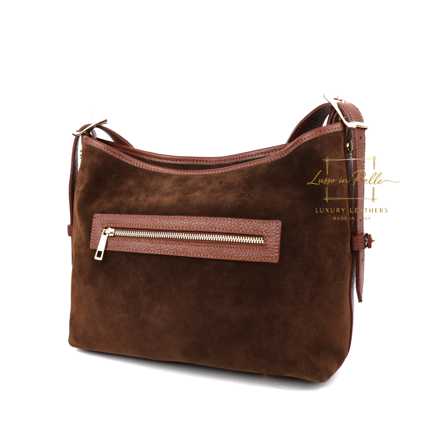 Medium Suede Handbag with Adjustable Leather Straps