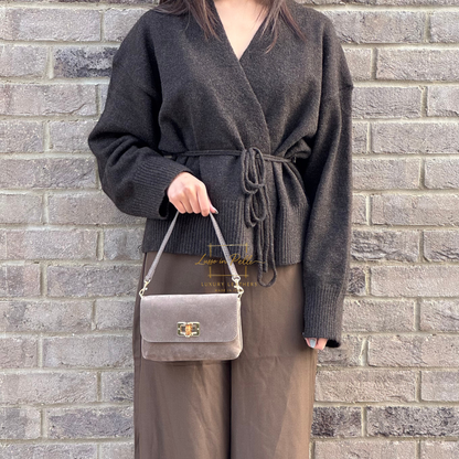 Small Suede Timeless Chic Italian Suede Clutch/Shoulder/Crossbody Bag