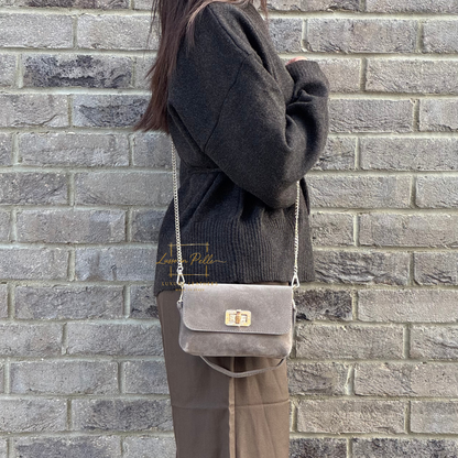 Small Suede Timeless Chic Italian Suede Clutch/Shoulder/Crossbody Bag