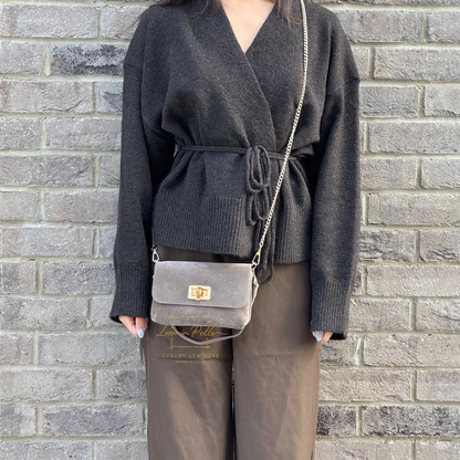 Small Suede Timeless Chic Italian Suede Clutch/Shoulder/Crossbody Bag