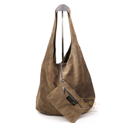 Cali Genuine Suede Hobo Slouchy Shoulder Bag