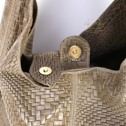 Aurora Quilted Suede Hobo Bag