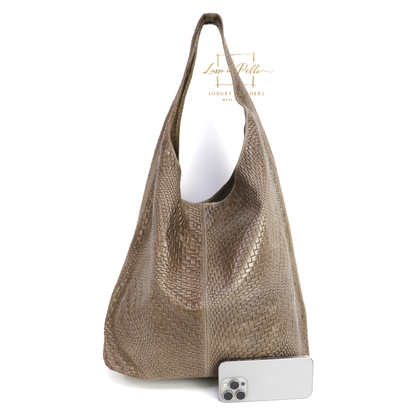 Aurora Quilted Suede Hobo Bag