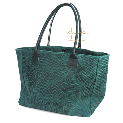 Suede Snake Print Two Style Large Shopper Bag