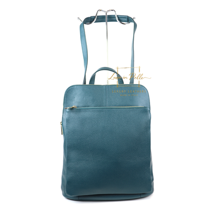 Large Versatile Italian Pebbled Leather Backpack & Crossbody Bag