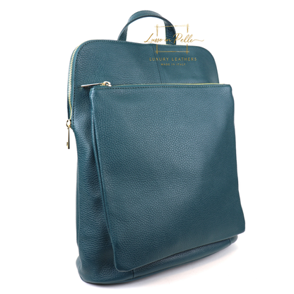 Large Versatile Italian Pebbled Leather Backpack & Crossbody Bag