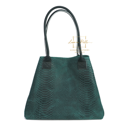 Suede Snake Print Two Style Large Shopper Bag