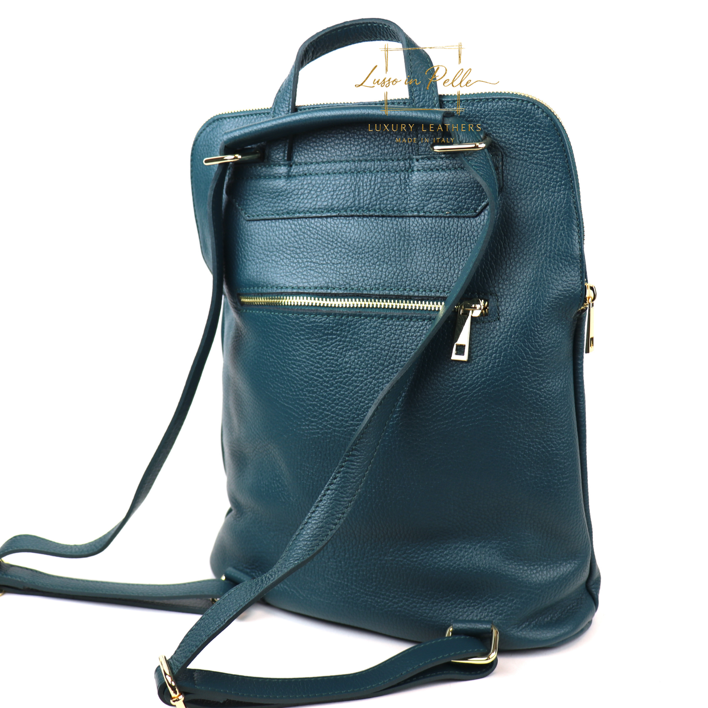 Large Versatile Italian Pebbled Leather Backpack & Crossbody Bag