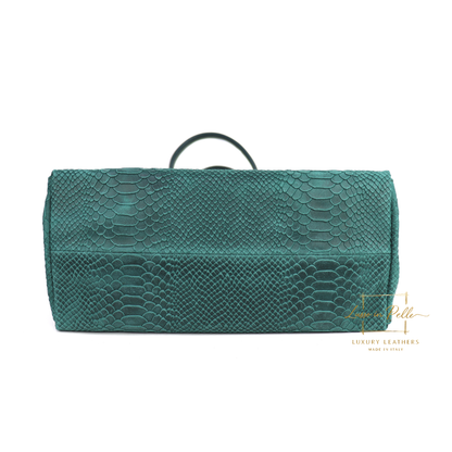 Suede Snake Print Two Style Large Shopper Bag
