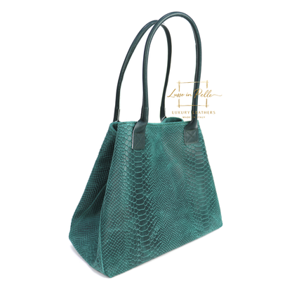 Suede Snake Print Two Style Large Shopper Bag
