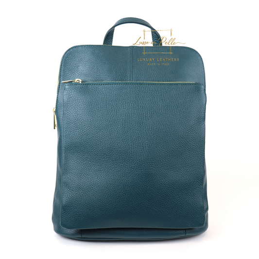 Large Versatile Italian Pebbled Leather Backpack