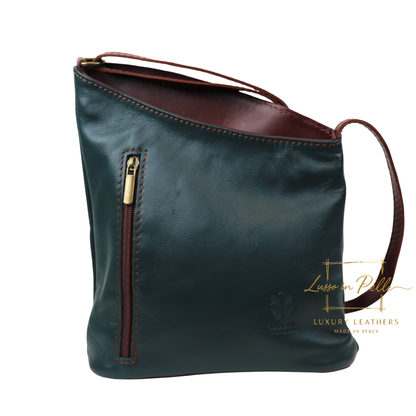 Genuine Soft Italian Leather Crossbody Messenger Handbag