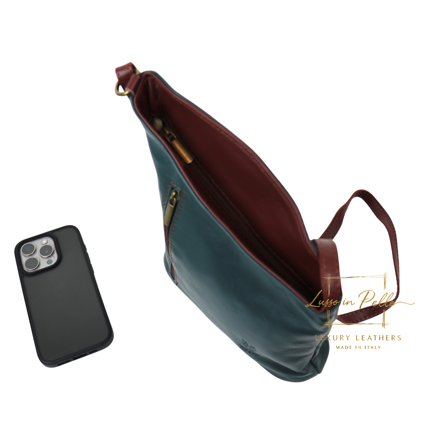 Genuine Soft Italian Leather Crossbody Messenger Handbag